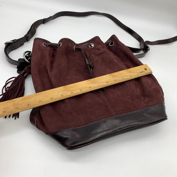 Patricia Nash Leather Crossbody Bags Melrose Drawstring Plum Nubuck Purse - Picture 6 of 12